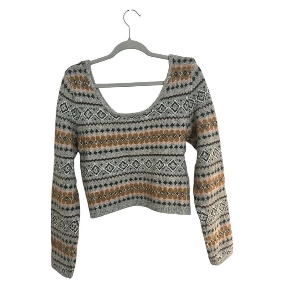 NWT:‎ AE Whoa So Soft Cropped Scoop Neck Sweater - Grey - Size XL - Picture 6 of 6
